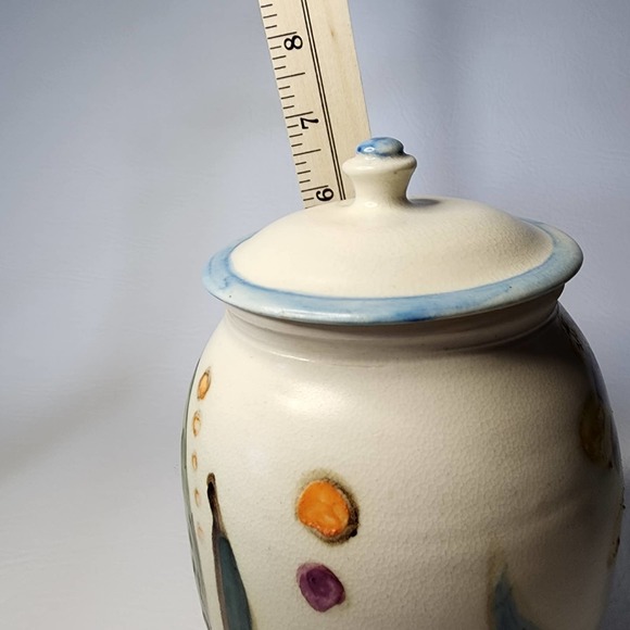 Studio Art Pottery Hand Painted Abstract Floral Design Urn Canister Ginger Jar - Picture 6 of 15